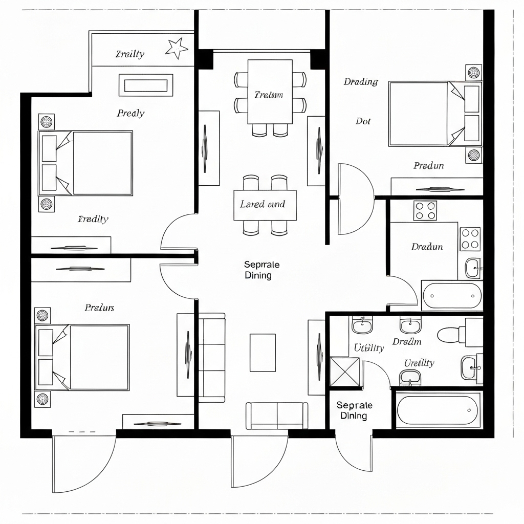 2 BHK floor plan