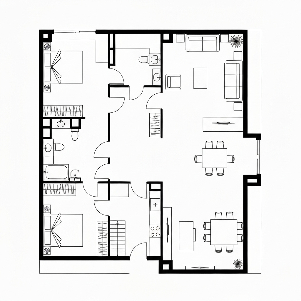 3 BHK floor plan